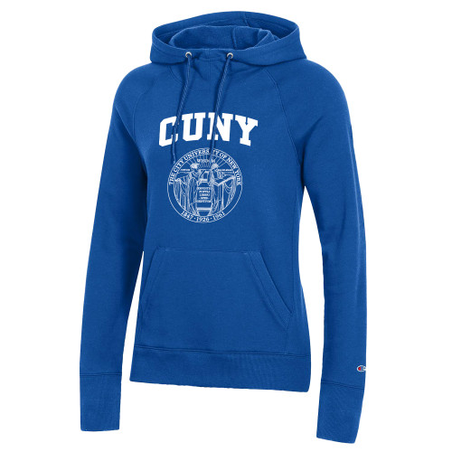 City University of NY Champion Womens Royal Pull Over Hood-Arched CUNY with Seal