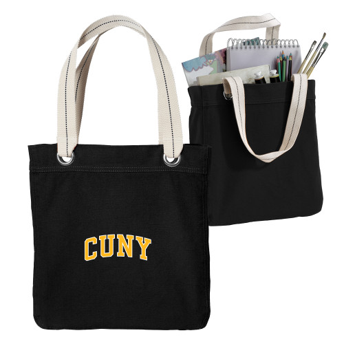 City University of NY Allie Black Canvas Tote-Arched CUNY