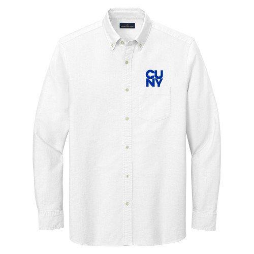 Brooks Brothers Mens White Casual Oxford Cloth Shirt-Primary Mark