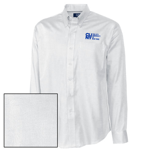City University of NY Cutter & Buck Nailshead Long Sleeve Button Down White-University Artwork