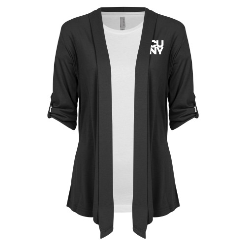 City University of NY Womens Grey Drape Front Cardigan Sweater-Primary Mark