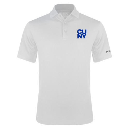 City University of NY Columbia White Omni Wick Drive Polo-Primary Mark