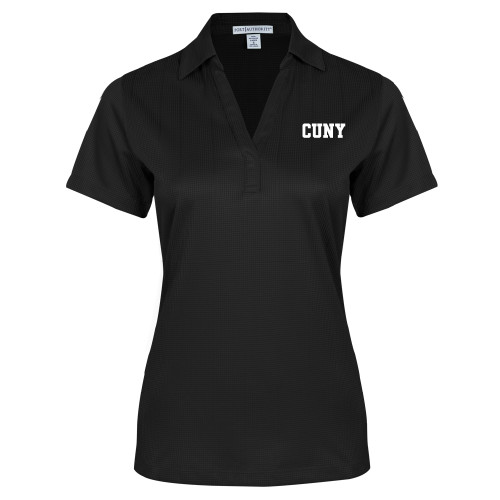Womens Black Performance Fine Jacquard Polo-Collegiate CUNY