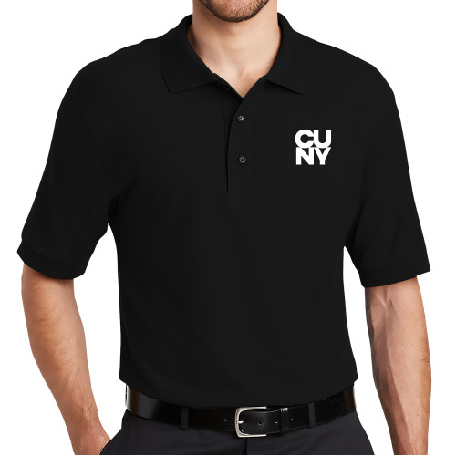 City University of NY Black Silk Touch Polo-Primary Mark
