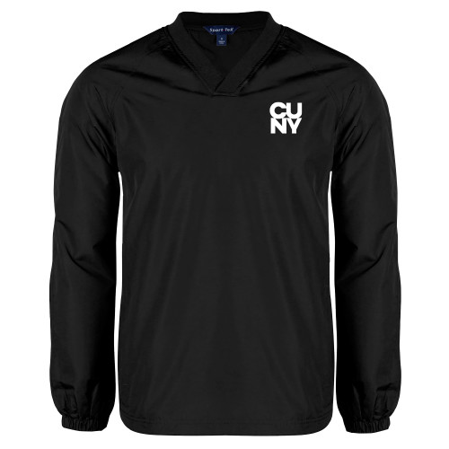 City University of NY Black V Neck Raglan Windshirt-Primary Mark
