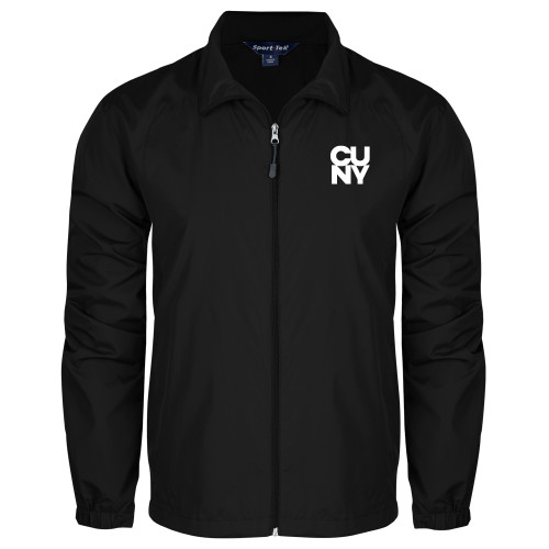 City University of NY Black Full Zip Wind Jacket-Primary Mark