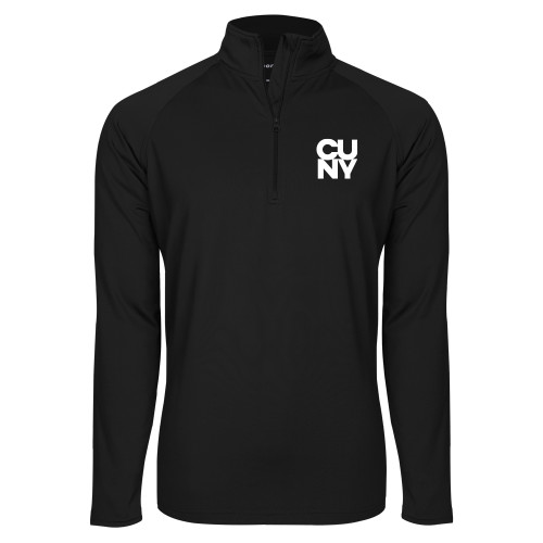 City University of NY Sport Tek Black Sport Wick Stretch 1/2 Zip Pullover-Primary Mark