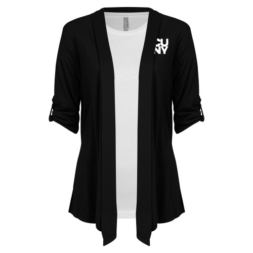 City University of NY Womens Black Drape Front Cardigan Sweater-Primary Mark