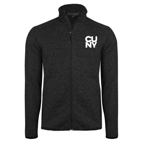 City University of NY Black Heather  Sweater Fleece Jacket-Primary Mark