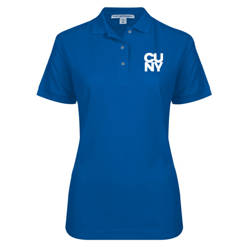 City University of NY Womens Silk Touch Royal Pique Polo-Primary Mark