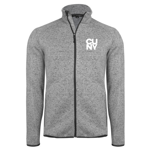 City University of NY Grey Heather Sweater Fleece Jacket-Primary Mark