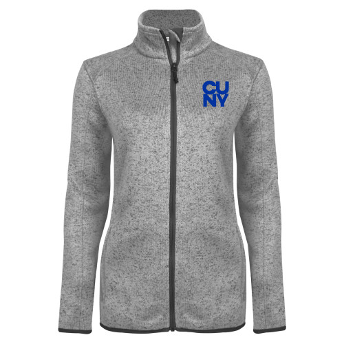 City University of NY Womens Grey Heather Fleece Jacket-Primary Mark