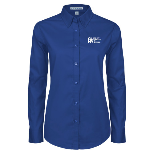 City University of NY Womens Royal Twill Button Down Long Sleeve -University Artwork