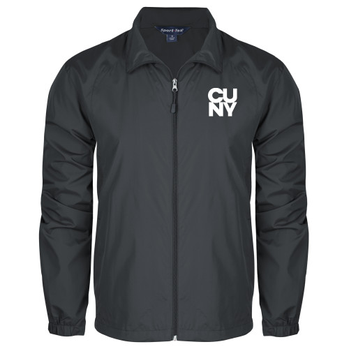 City University of NY Charcoal Full Zip Wind Jacket-Primary Mark
