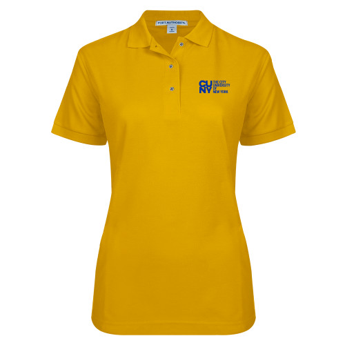 City University of NY Womens Silk Touch Gold Pique Polo-University Artwork