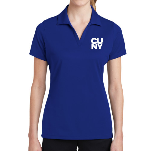 City University of NY Womens Royal Dry Mesh Polo-Primary Mark