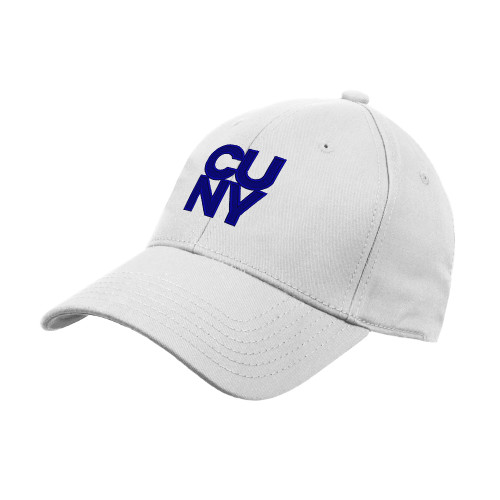 City University of NY White Structured Adjustable Pro Style Hat-Primary Mark