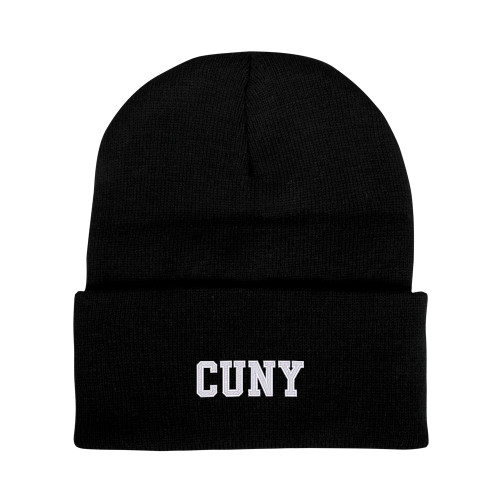 City University of NY Black Knit Beanie w/Cuff-Collegiate CUNY