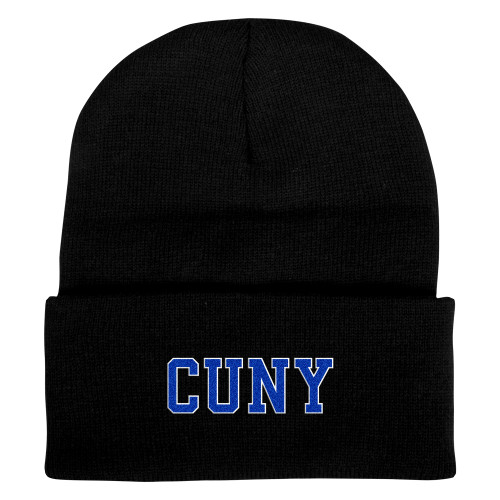 City University of NY Black Knit Beanie w/Cuff-CUNY