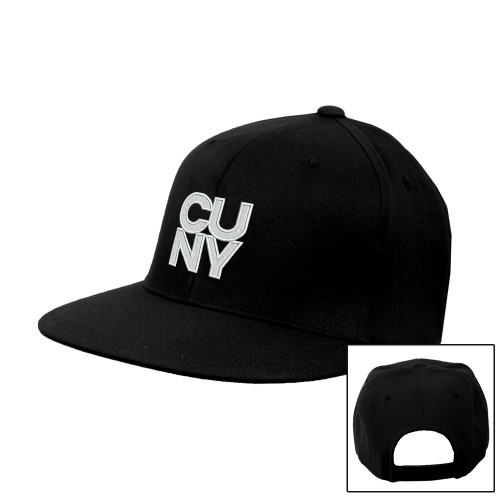 City University of NY Black Flat Bill Snapback Hat-Primary Mark