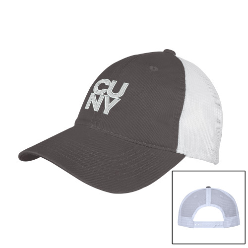 City University of NY Charcoal/White Mesh Back Unstructured Low Profile Hat-Primary Mark