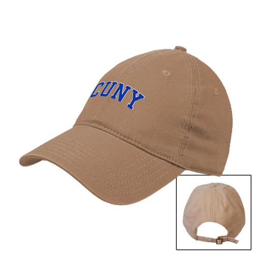 City University of NY Khaki Unstructured Adjustable Low Profile Hat-CUNY Arched