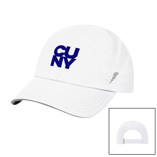 City University of NY Womens White Performance Cap-Primary Mark