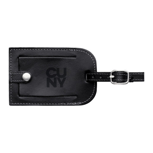 City University of NY Millennium Leather Luggage Tag-Primary Mark Engraved