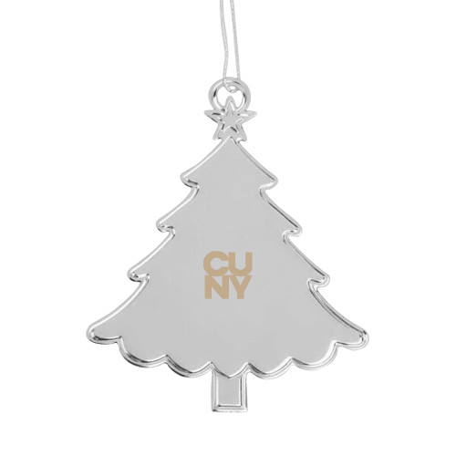 City University of NY Silver Tree Ornament-Primary Mark Engraved