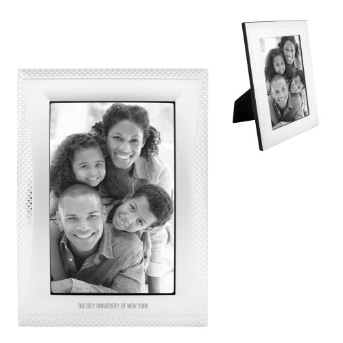 City University of NY Satin Silver Metal Textured 4 x 6 Photo Frame-Slogan Engraved