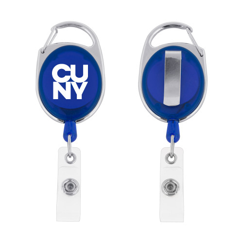 City University of NY Blue Oval Retractable Badge Holder w/Clip-Primary Mark
