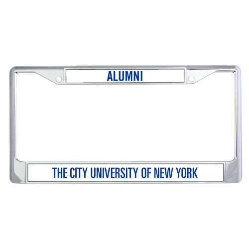 City University of NY Metal License Plate Frame in Chrome-Slogan