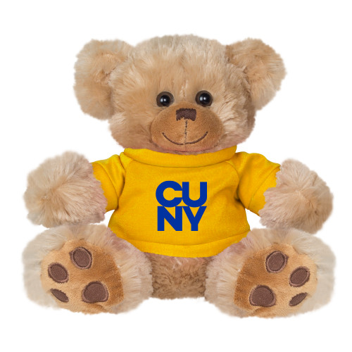 City University of NY Plush Big Paw 8 1/2 inch Brown Bear w/Gold Shirt-Primary Mark