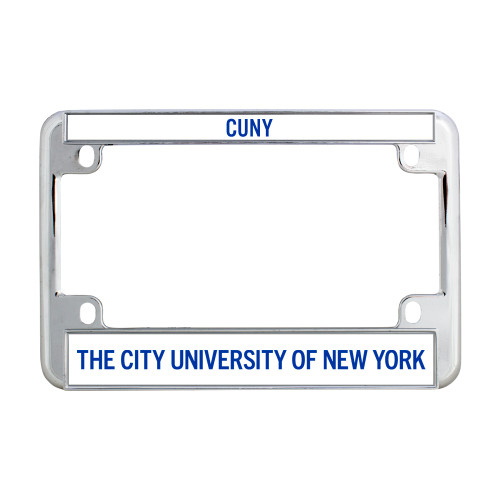 City University of NY Metal Motorcycle License Plate Frame in Chrome-Slogan