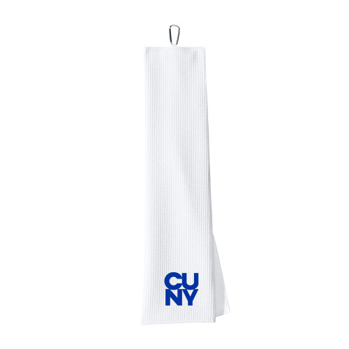 White Waffle Microfiber Golf Towel-Primary Mark