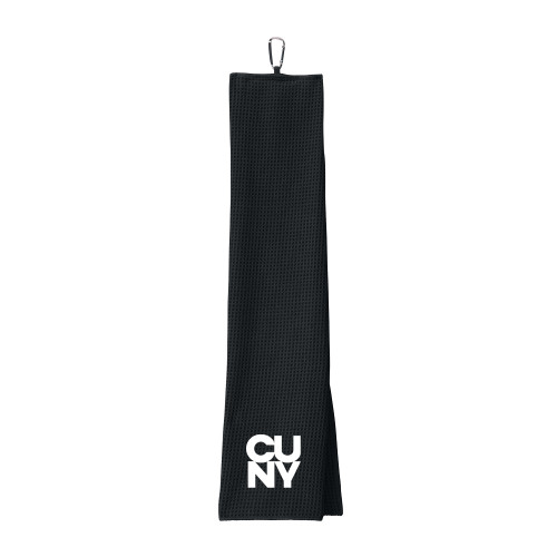 Black Waffle Microfiber Golf Towel-Primary Mark