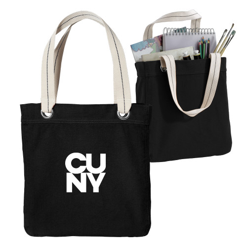 City University of NY Allie Black Canvas Tote-Primary Mark