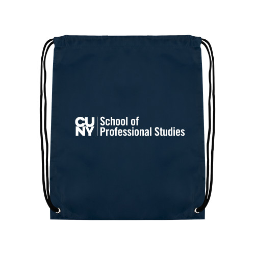 CUNY School of Prof Studies Navy Drawstring Backpack-CUNY SPS Two Line