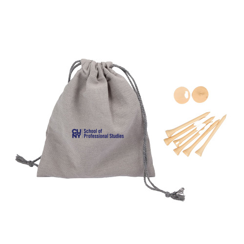 Bamboo Golf Tee Set w/ Grey Recycled Pouch-CUNY SPS Two Line