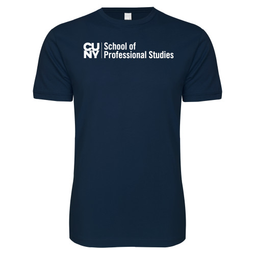 CUNY School of Prof Studies Next Level Navy SoftStyle T Shirt-CUNY SPS Two Line
