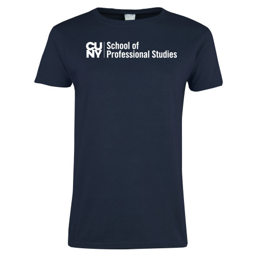 CUNY School of Prof Studies Womens Short Sleeve Navy Tee-CUNY SPS Two Line