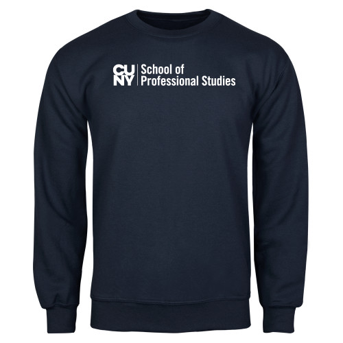 CUNY School of Prof Studies Navy Fleece Crew-CUNY SPS Two Line