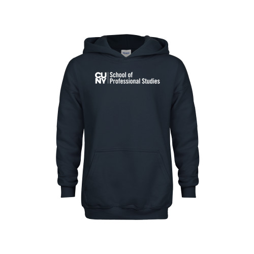 Youth Navy Fleece Hoodie-CUNY SPS Two Line