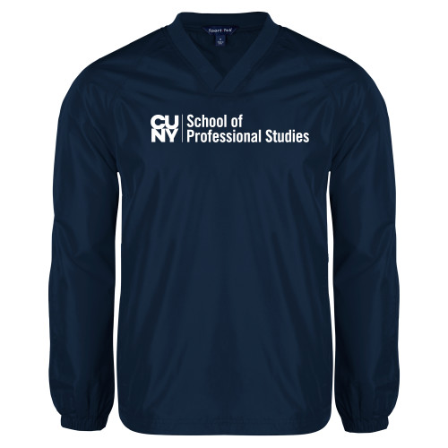 CUNY School of Prof Studies Navy V Neck Raglan Windshirt-CUNY SPS Two Line