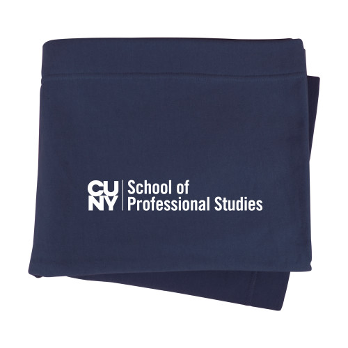 CUNY School of Prof Studies Navy Sweatshirt Blanket-CUNY SPS Two Line