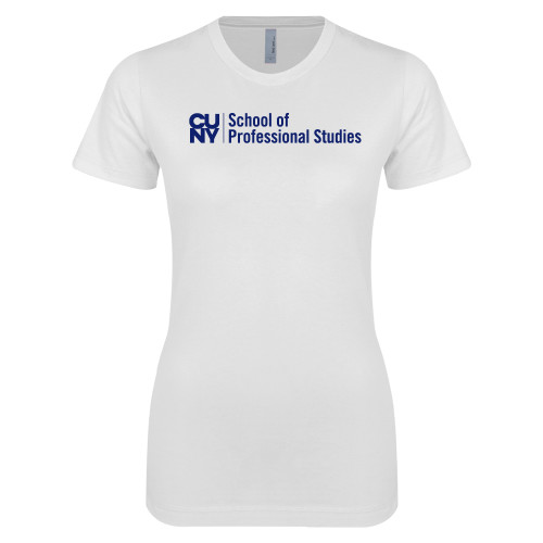 CUNY School of Prof Studies Next Level Womens White Boyfriend Tee-CUNY SPS Two Line
