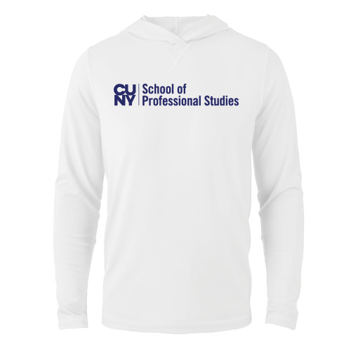 White Long Sleeve Hooded Tee-CUNY SPS Two Line