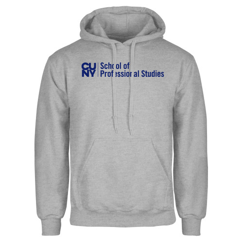 Grey Fleece Hoodie-CUNY SPS Two Line