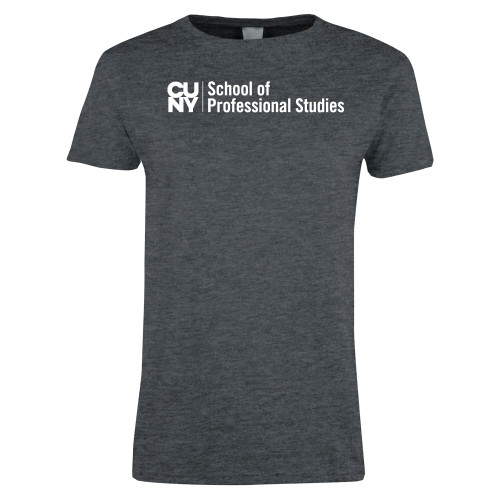 CUNY School of Prof Studies Womens Dark Heather Short Sleeve Tee-CUNY SPS Two Line