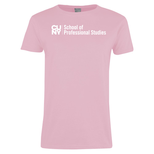 CUNY School of Prof Studies Womens Pink Short Sleeve Tee-CUNY SPS Two Line